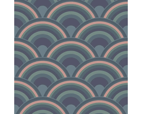 Vliesbehang 118727 Envy cirkels vintage blauw Naadloos patroon met halve cirkels voor wanddecoratie