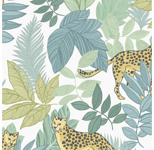 Behang met jungle motieven en luipaardpatroon