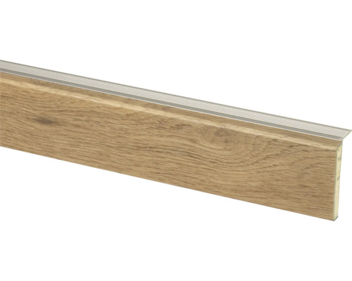 Plint met houten decor en aluminium rand