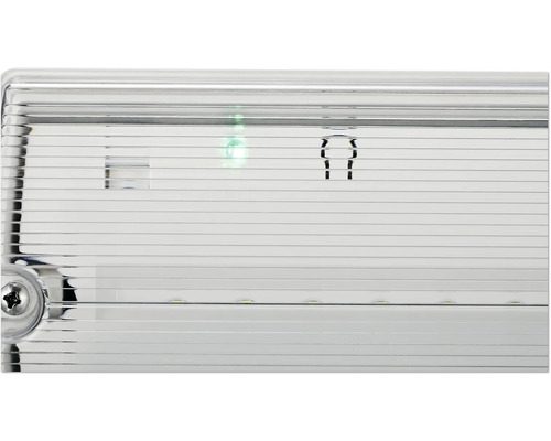 Detailweergave van een LED-noodverlichting met transparante afdekking