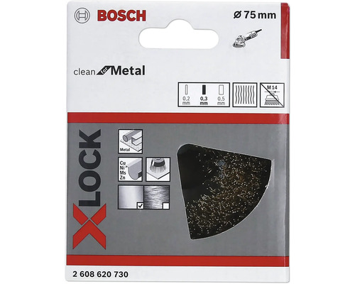 Bosch X-Lock draadborstel, 75 millimeter diameter, geschikt voor metaal