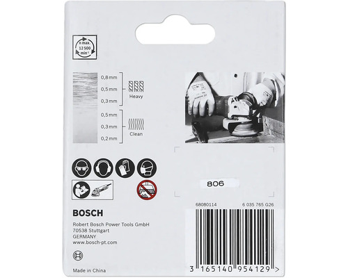 Achterkant van de verpakking met informatie over schuurwerkzaamheden en veiligheidsmaatregelen