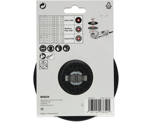 Bosch lamellenschijf met maataanduidingen en veiligheidsinstructies