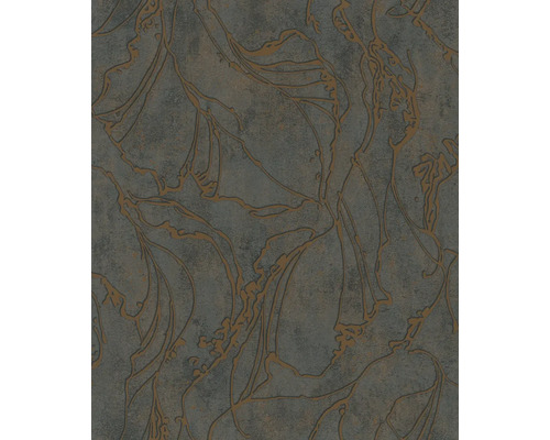 MARBURG Vliesbehang 34256 City Glow abstract zwart koper Behang met abstract bladmotief in grijs en koper