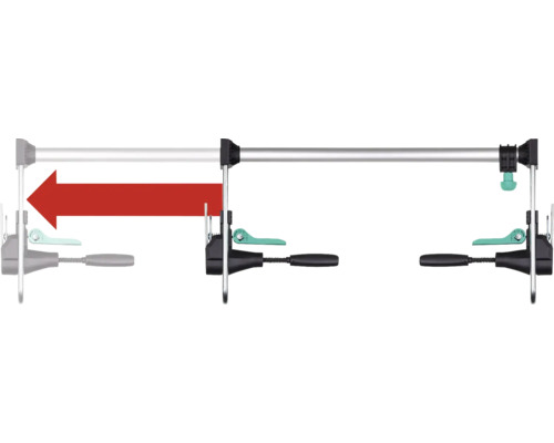 Doorsnede van een uittrekbare douchestang met installatie-instructies