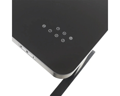 Detailopname van een zwart bureau met bedieningselementen