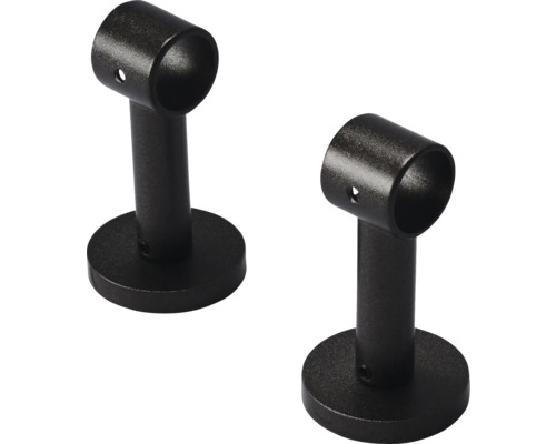 INTENSIONS Plafondsteun Chic Metall antraciet 20 mm 5 cm Twee gordijnroedehouders voor wandmontage