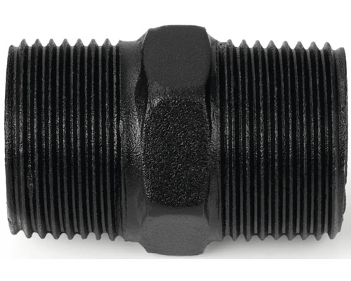 Zwarte stalen draadnippel voor sanitairinstallaties