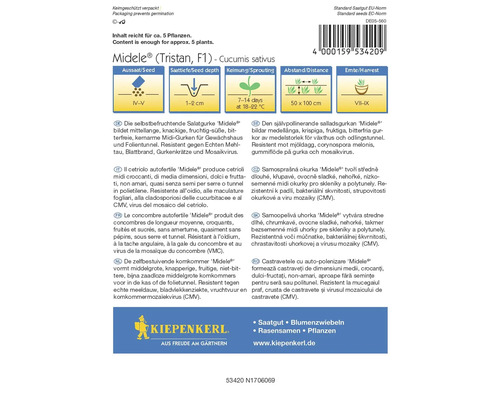 Midele slakomkommer zaadverpakking