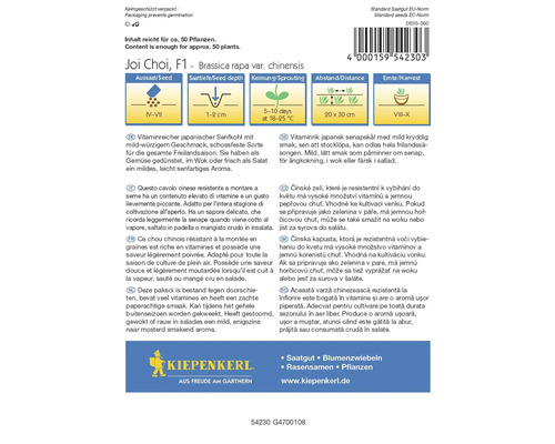 Joi Choi F1 Chinese kool zaadverpakking