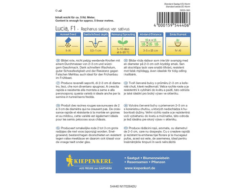 Lucia F1 radijszaad verpakking