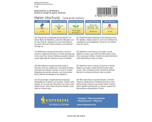 Marien Mischung Campanula medium zaadzak