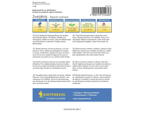 Verpakking van Kiepenkerl zaadmengsel voor IJslandse papaver
