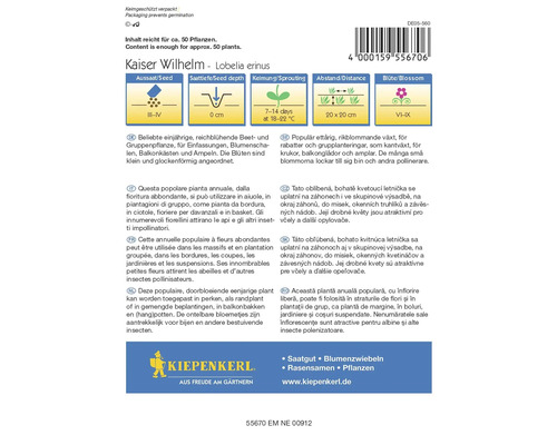 Kaiser Wilhelm Lobelia erinus zaadpakket