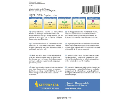 Tiger Eyes Tagetes patula bloemzaadpak