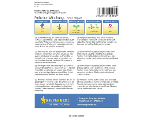 Profusion Mischung Zinnia elegans zaadzak