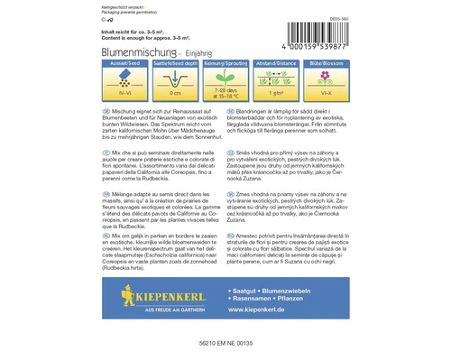 Bloemenmengsel eenjarig, geschikt voor bloemperken en wilde bloemenweiden