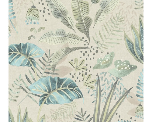 A.S. CRÉATION Vliesbehang 39348-4 Famous Garden bladeren bloemen beige Behang met junglepatroon met bladeren