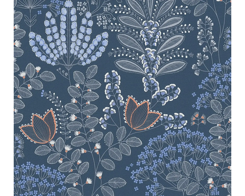 A.S. CRÉATION Vliesbehang 39349-4 Famous Garden bladeren bloemen blauw