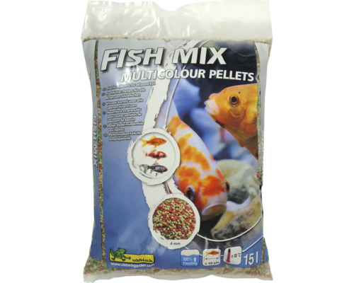 UBBINK Fish Mix Vijvervoer multicolour pellets 4 mm 15 L Visvoer mix in een 15 liter verpakking voor tuinvijvervissen, drijvend