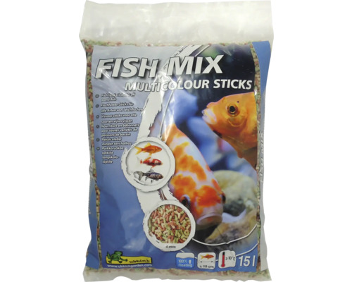 UBBINK Fish Mix Vijvervoer multicoloursticks 4 mm 15 L Zak van 15 liter visvoer met een mix van gekleurde sticks