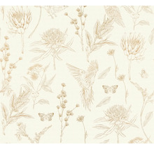 Behang met bloemen-, vogel- en vlinderpatroon