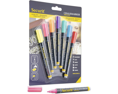 Kleurpotloden ronde punt 1-2 mm gekleurd 7 kleuren Securit krijtstiftenset met zes stiften in verschillende kleuren