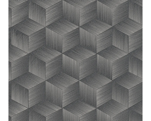 A.S. CRÉATION Vliesbehang 38506-4 Natural Living geometrisch zwart Behang met geometrisch kubuspatroon