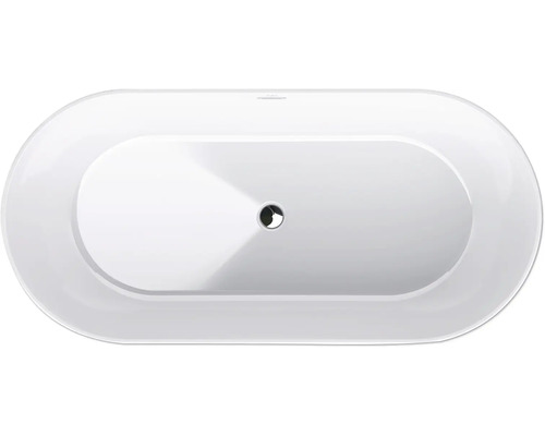 Bovenaanzicht van een ligbad met afvoergarnituur