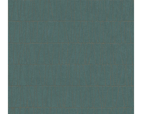 A.S. CRÉATION Vliesbehang 39506-4 Jade 2 abstract petrol Close-up van een blauw behang met lineair patroon