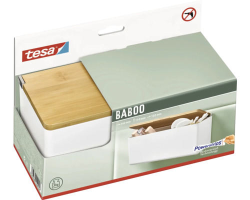 Tesa Baboo opbergdoos met bamboe deksel in verpakking