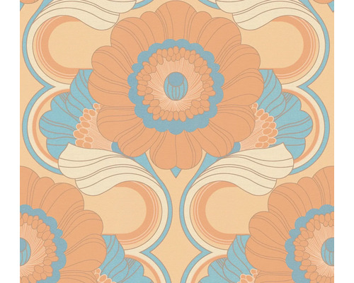 A.S. CRÉATION Vliesbehang 39530-2 Retro Chic bloemen oranje Behang met bloemmotief