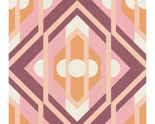 A.S. CRÉATION Vliesbehang 39531-1 Retro Chic roze Geometrisch behangpatroon met cirkels, zeshoeken en ruiten