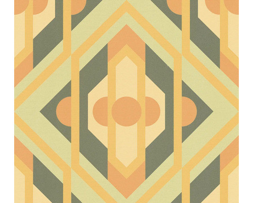 A.S. CRÉATION Vliesbehang 39531-2 Retro Chic geel Geometrisch patroon met ruiten, lijnen en cirkels