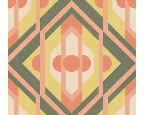 A.S. CRÉATION Vliesbehang 39531-3 Retro Chic groen Geometrisch behangpatroon met lijnen en cirkels