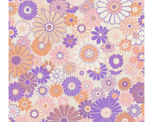 A.S. CRÉATION Vliesbehang 39535-1 Retro Chic bloemen paars Bloemenbehang met retro bloemmotief