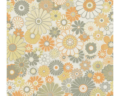 A.S. CRÉATION Vliesbehang 39535-3 Retro Chic bloemen oranje Bloembehang met bloemenmotief