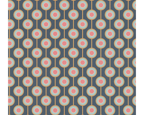 A.S. CRÉATION Vliesbehang 39537-1 Retro Chic stippen donkerblauw Behang met cirkelpatroon