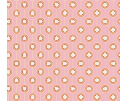 A.S. CRÉATION Vliesbehang 39537-3 Retro Chic stippen roze Patroon met cirkels en lijnen