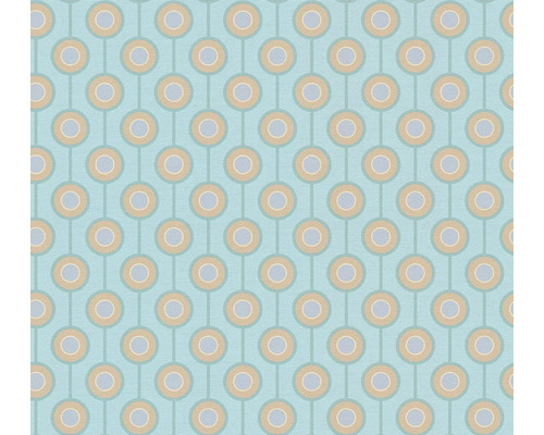 A.S. CRÉATION Vliesbehang 39537-4 Retro Chic stippen lichtblauw Behang met cirkelpatroon