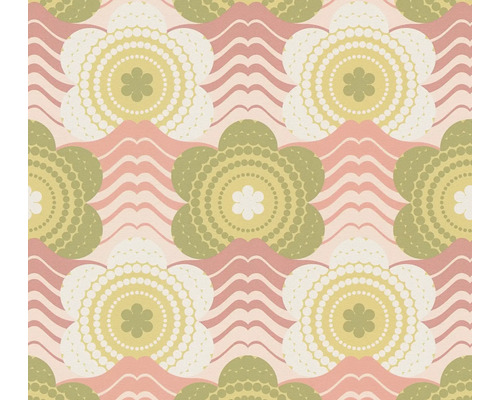 A.S. CRÉATION Vliesbehang 39539-1 Retro Chic bloemen groen Bloemenbehang met golfpatroon