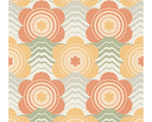 A.S. CRÉATION Vliesbehang 39539-4 Retro Chic bloemen oranje Naadloos patroon met bloemen en golven
