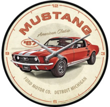 Wandklok met een oldtimer Mustang motief