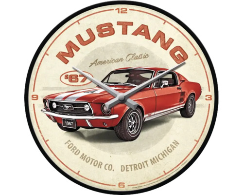 NOSTALGIC-ART Wandklok Ford Mustang Red