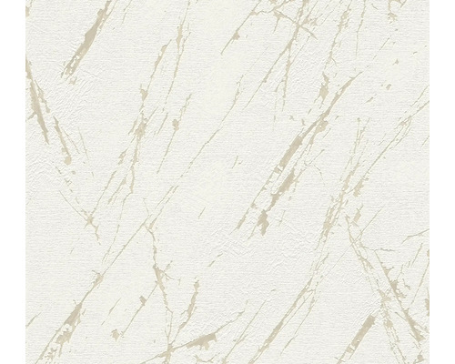 A.S. CRÉATION Vliesbehang 39336-3 Casual Living effect-optiek wit/goud Patroon van een behang met marmerlook