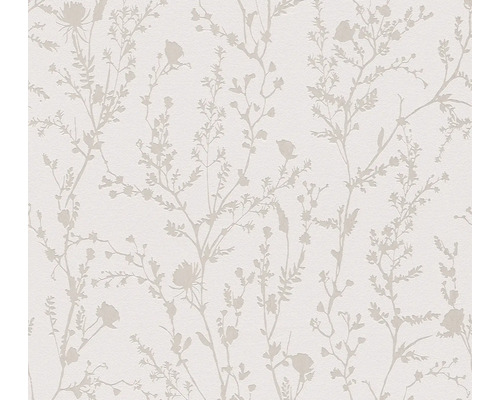 A.S. CRÉATION Vliesbehang 39546-1 bloemen natuur lichtgrijs Behang met bloemmotief