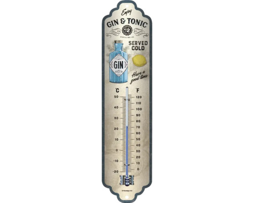 NOSTALGIC-ART Thermometer Gin & Tonic Served 6,5x28 cm
