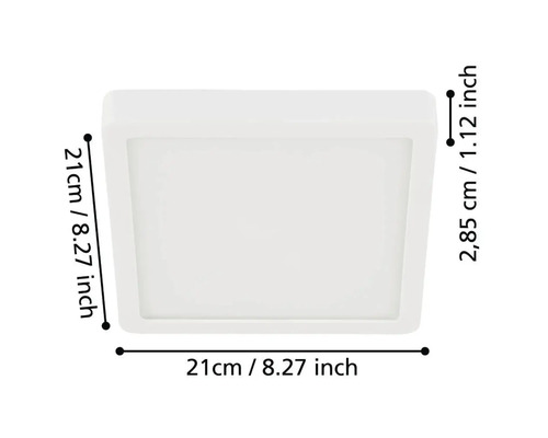 Vierkante plafondlamp met afmetingen