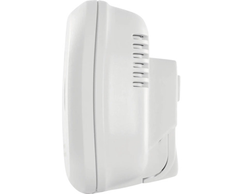 Zijaanzicht van een witte temperatuurregelaar