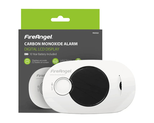FireAngel koolmonoxidemelder met digitaal LCD-scherm en 10-jaars batterij